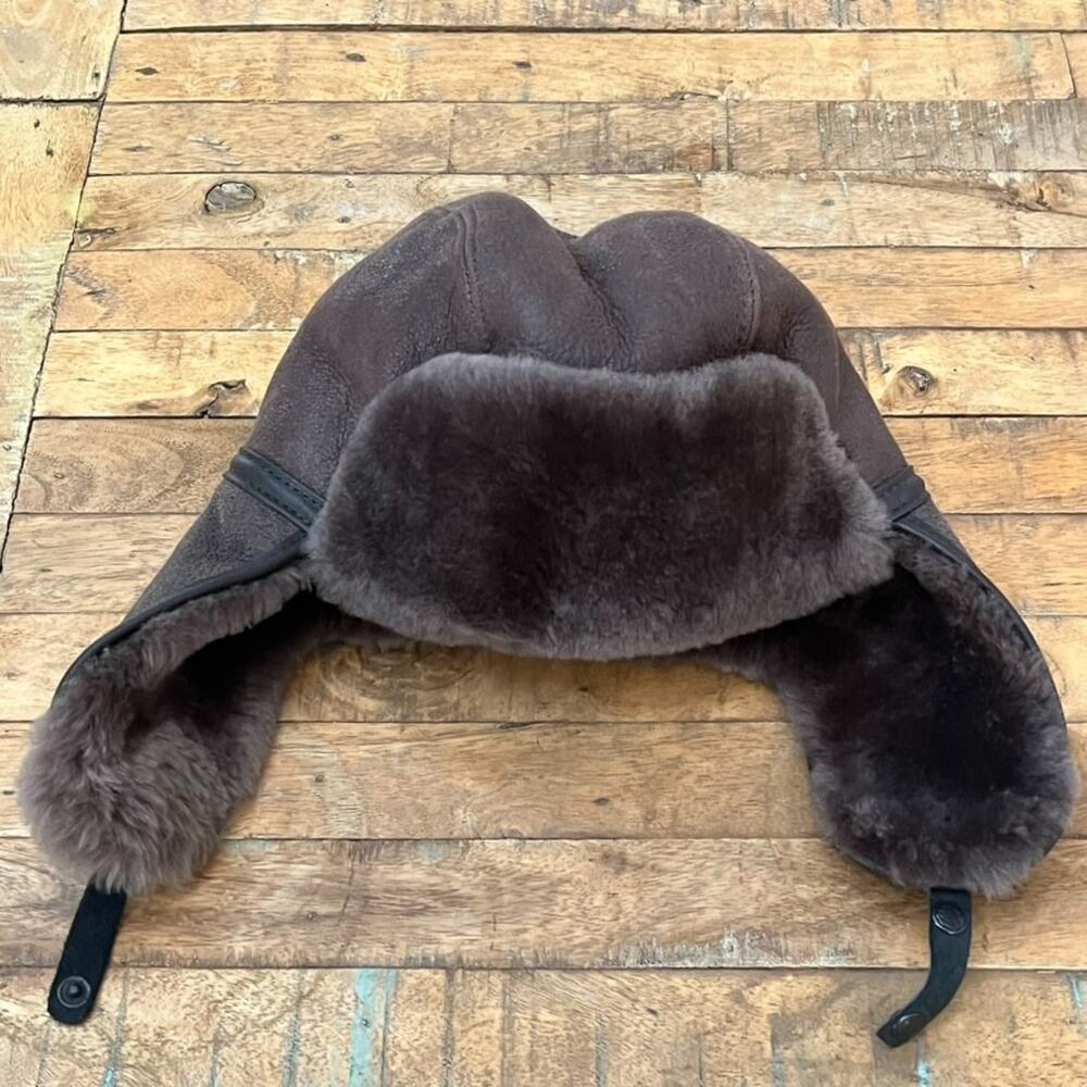 Handmade Russian Ushanka Hat Genuine Leather Shearling Sheepskin Trapper Hat